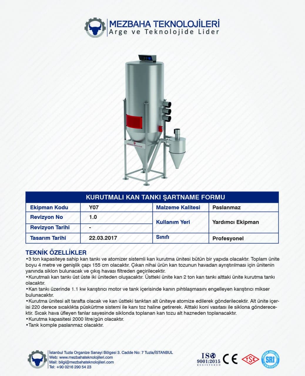 2018 Mezbaha Sistemleri Katalog — Page 121 / 155