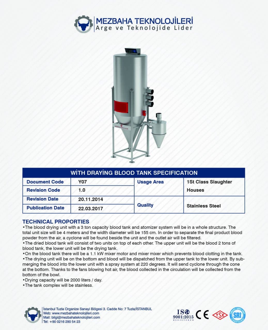 2018 Mezbaha Sistemleri Katalog — Page 122 / 155