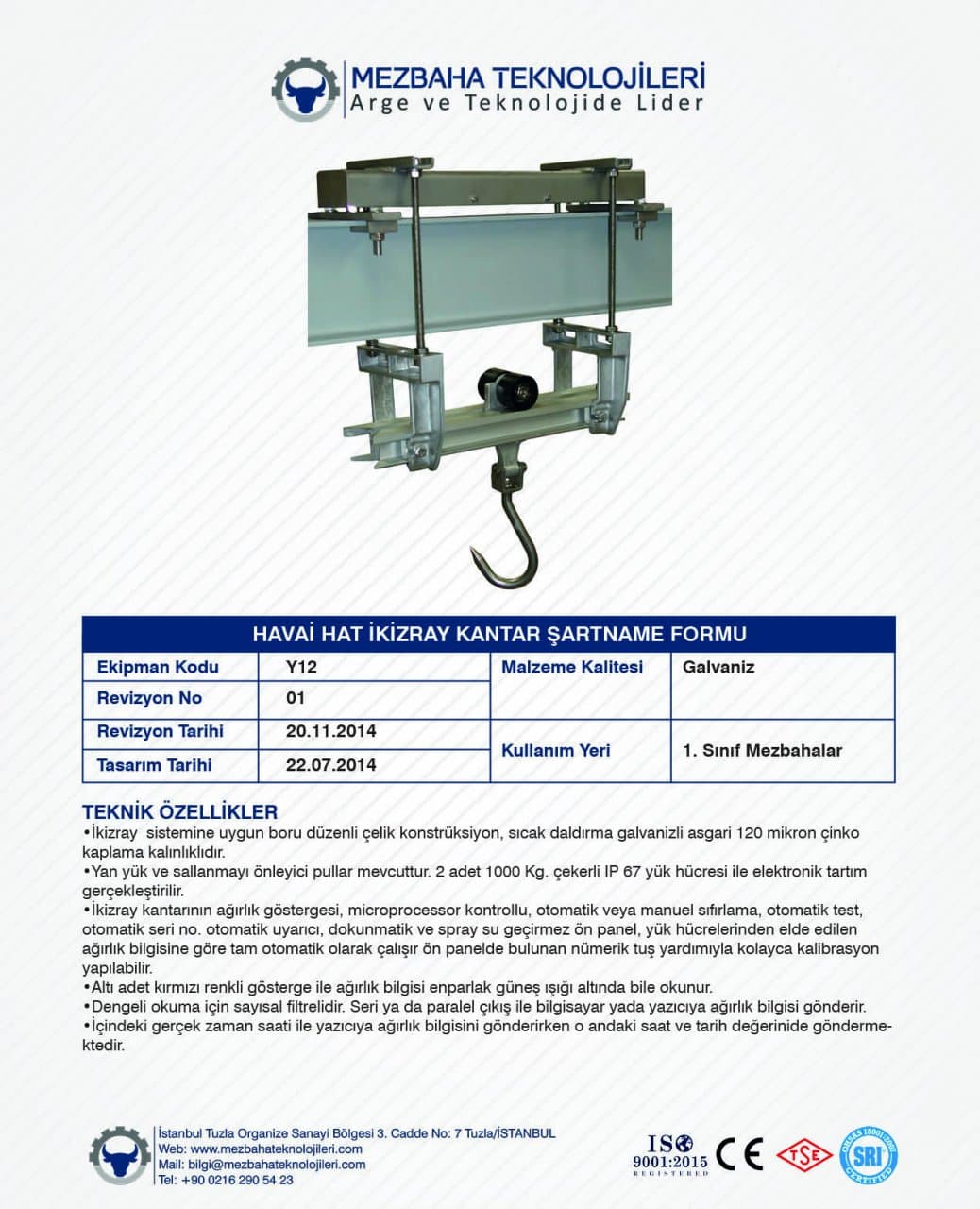 2018 Mezbaha Sistemleri Katalog — Page 125 / 155