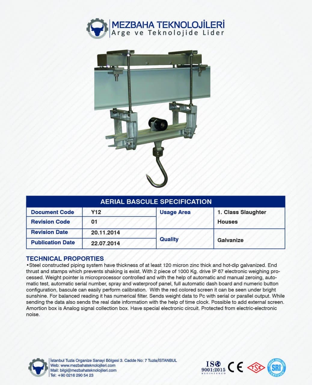 2018 Mezbaha Sistemleri Katalog — Page 126 / 155