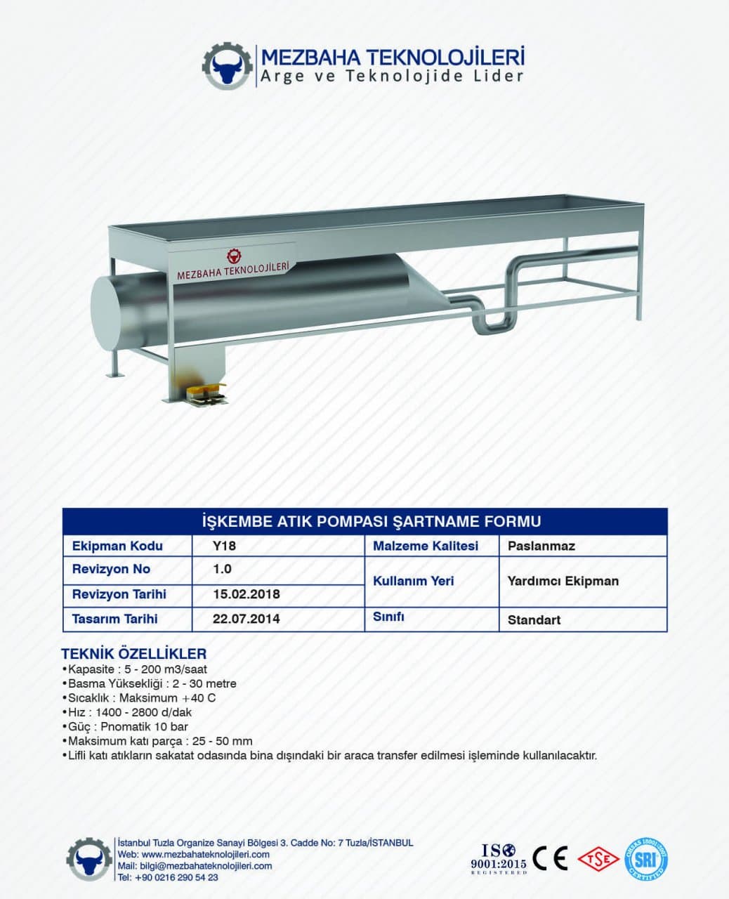 2018 Mezbaha Sistemleri Katalog — Page 131 / 155