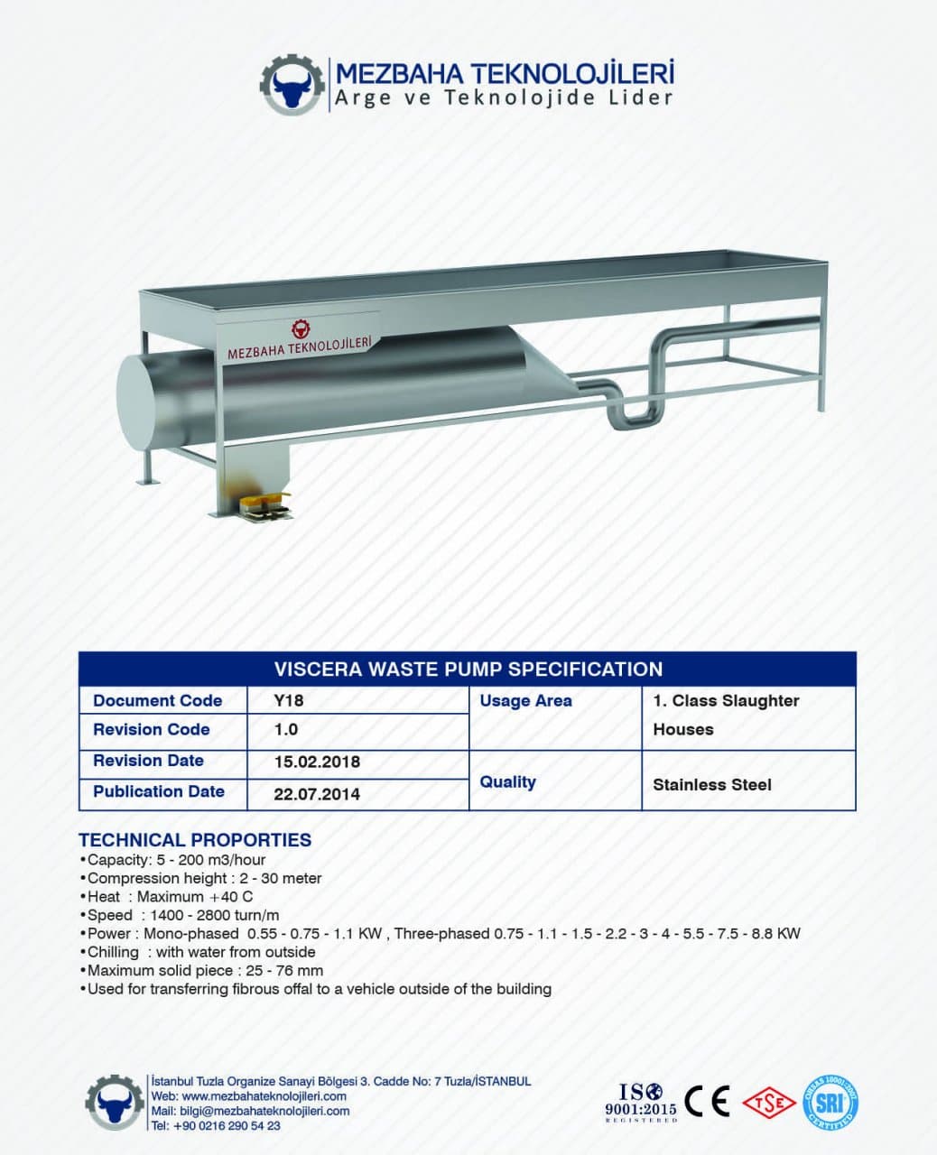 2018 Mezbaha Sistemleri Katalog — Page 132 / 155