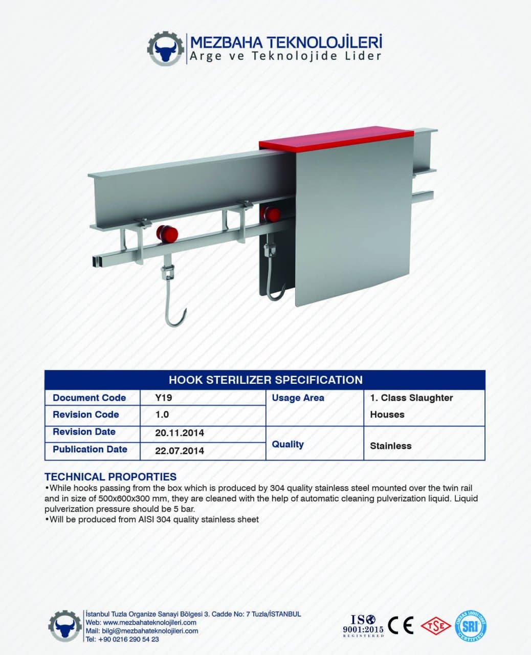 2018 Mezbaha Sistemleri Katalog — Page 134 / 155