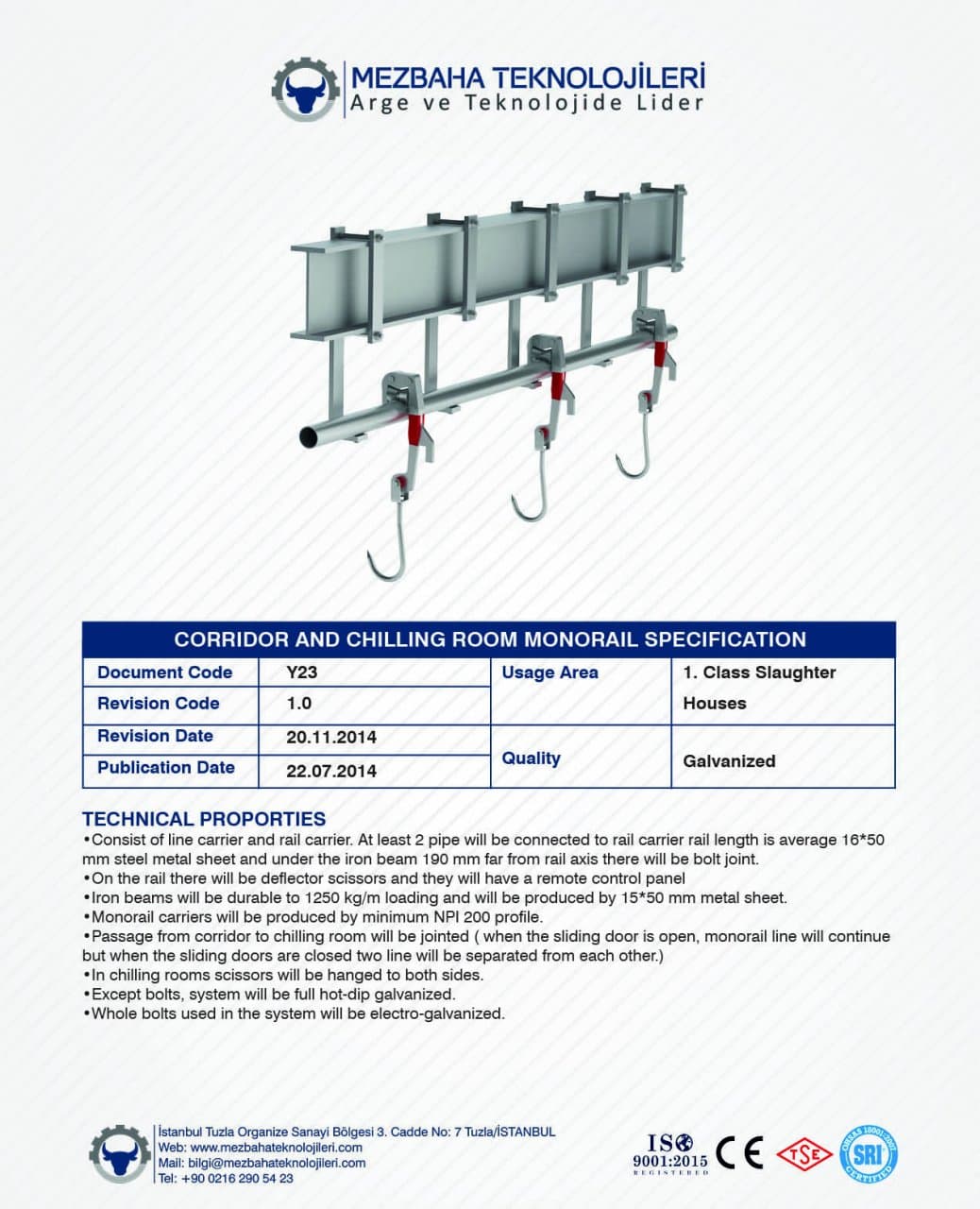 2018 Mezbaha Sistemleri Katalog — Page 138 / 155