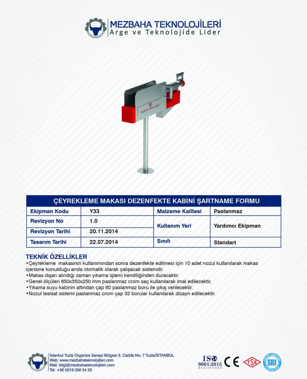 2018 Mezbaha Sistemleri Katalog — Page 141 / 155
