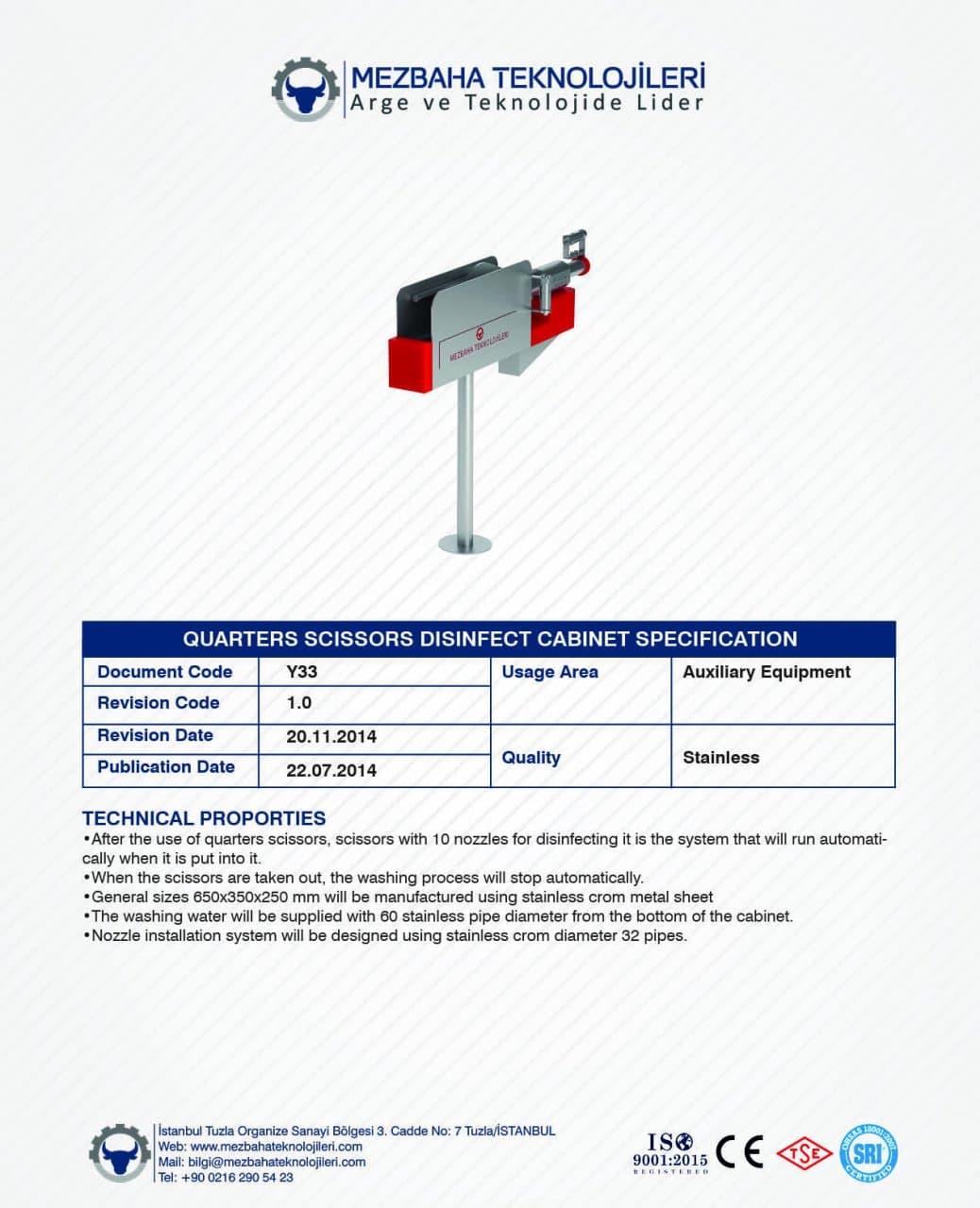2018 Mezbaha Sistemleri Katalog — Page 142 / 155