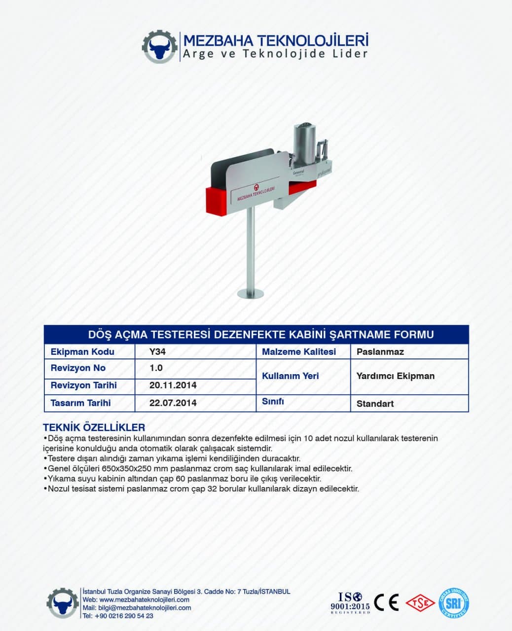 2018 Mezbaha Sistemleri Katalog — Page 143 / 155