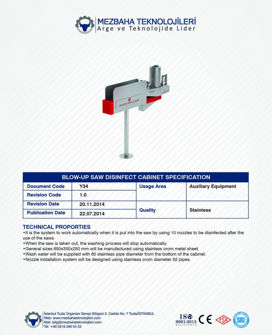 2018 Mezbaha Sistemleri Katalog — Page 144 / 155