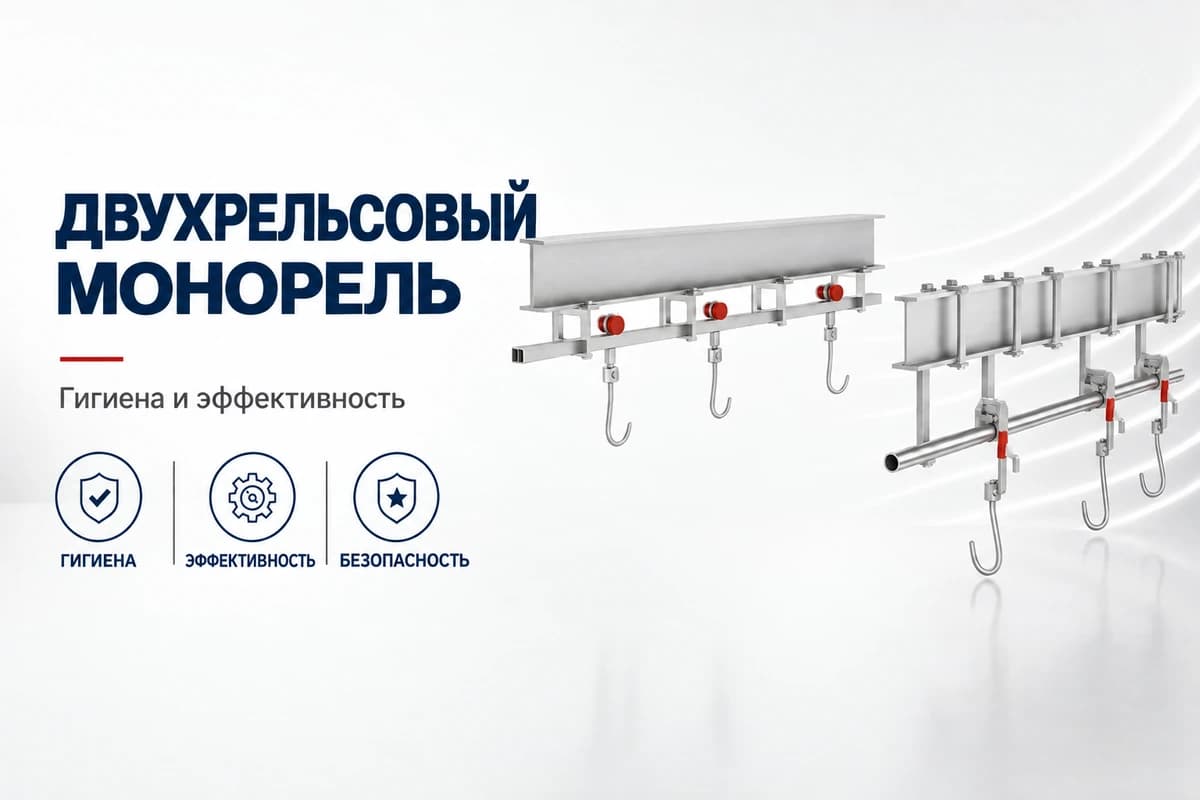 Системы для скотобоен: двойной монорельс — линии убоя крупного рогатого скота